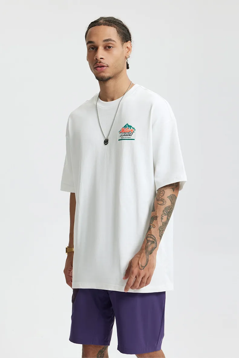 Jie Zhan Men's Wear | Mountain Thick Plate Printed T-shirt  Spring/Summer New Fashion Brand Street Heavy Loose Men's Short Sleeve display picture 5