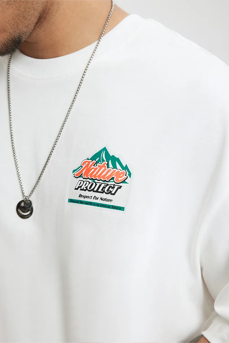 Jie Zhan Men's Wear | Mountain Thick Plate Printed T-shirt  Spring/Summer New Fashion Brand Street Heavy Loose Men's Short Sleeve display picture 6