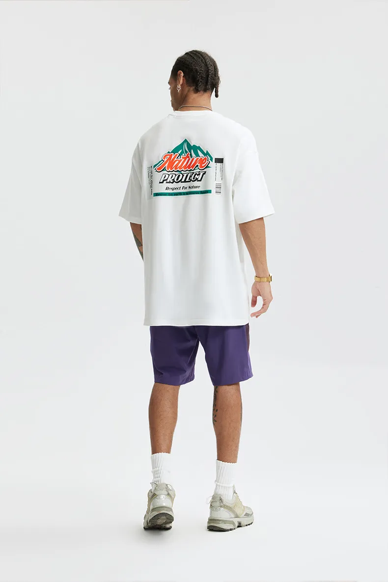 Jie Zhan Men's Wear | Mountain Thick Plate Printed T-shirt  Spring/Summer New Fashion Brand Street Heavy Loose Men's Short Sleeve display picture 7