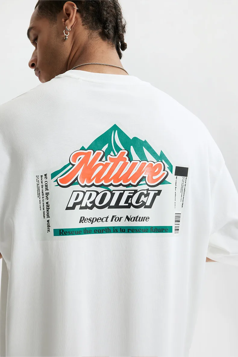 Jie Zhan Men's Wear | Mountain Thick Plate Printed T-shirt  Spring/Summer New Fashion Brand Street Heavy Loose Men's Short Sleeve display picture 9