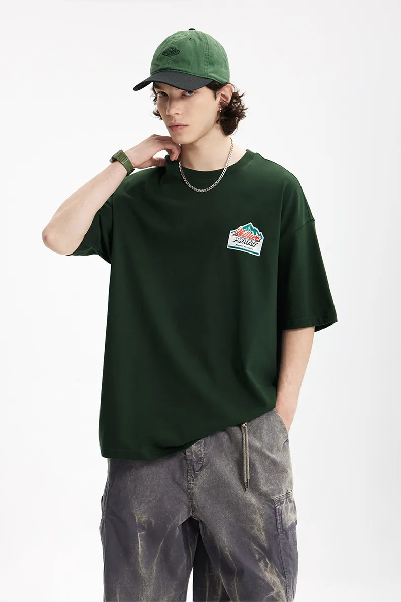 Jie Zhan Men's Wear | Mountain Thick Plate Printed T-shirt  Spring/Summer New Fashion Brand Street Heavy Loose Men's Short Sleeve display picture 12