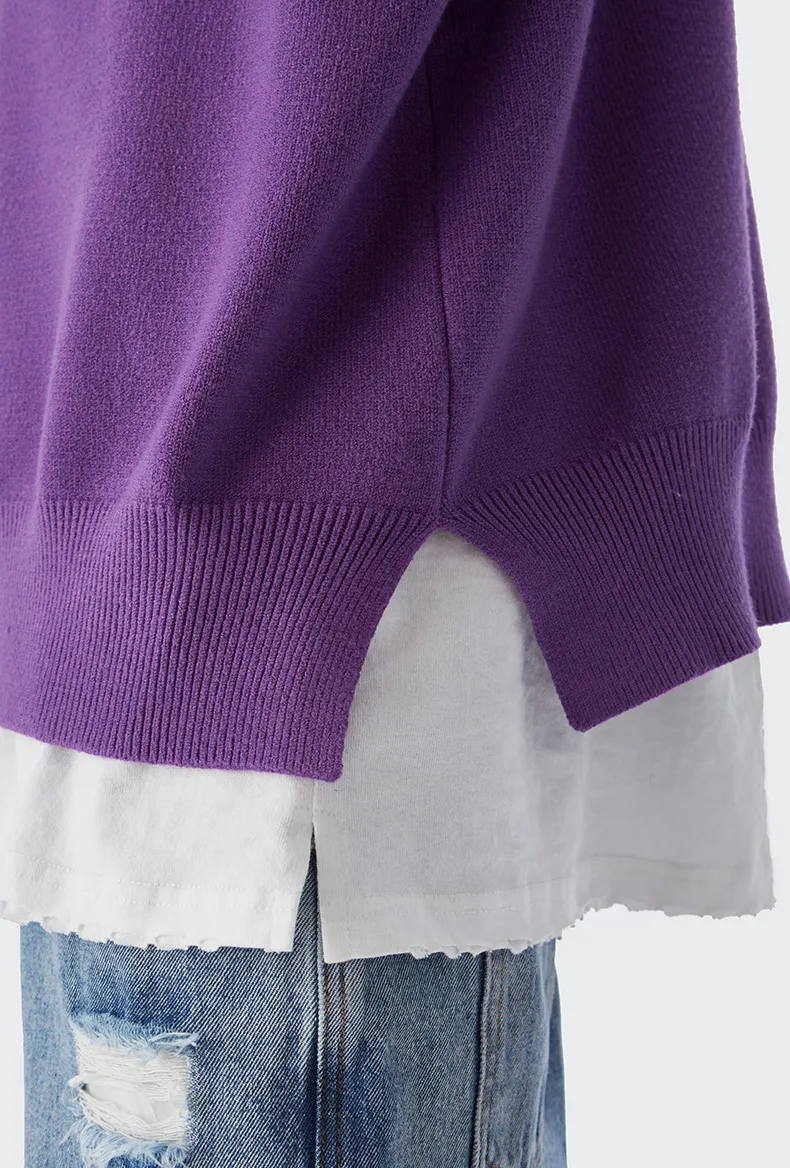 INF Men's Wear | 32 Core-spun Yarn Dopamine Crewneck Sweater  Fall/Winter Solid Color Loose Knitted Sweater display picture 7