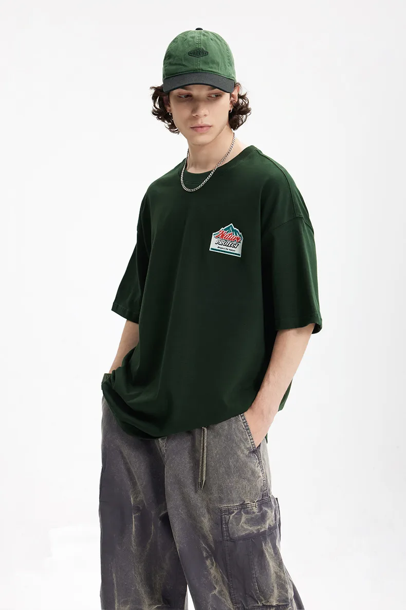 Jie Zhan Men's Wear | Mountain Thick Plate Printed T-shirt  Spring/Summer New Fashion Brand Street Heavy Loose Men's Short Sleeve display picture 13