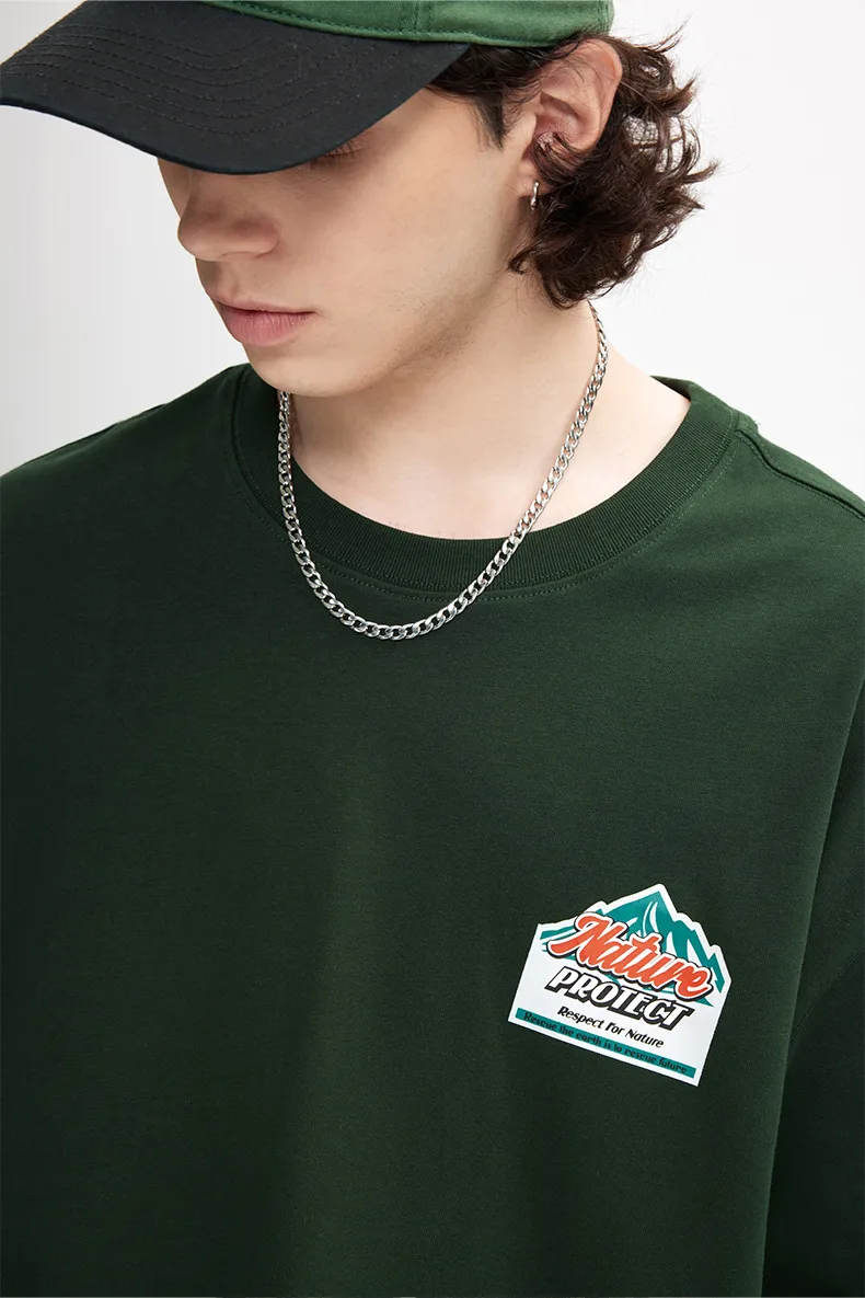 Jie Zhan Men's Wear | Mountain Thick Plate Printed T-shirt  Spring/Summer New Fashion Brand Street Heavy Loose Men's Short Sleeve display picture 14