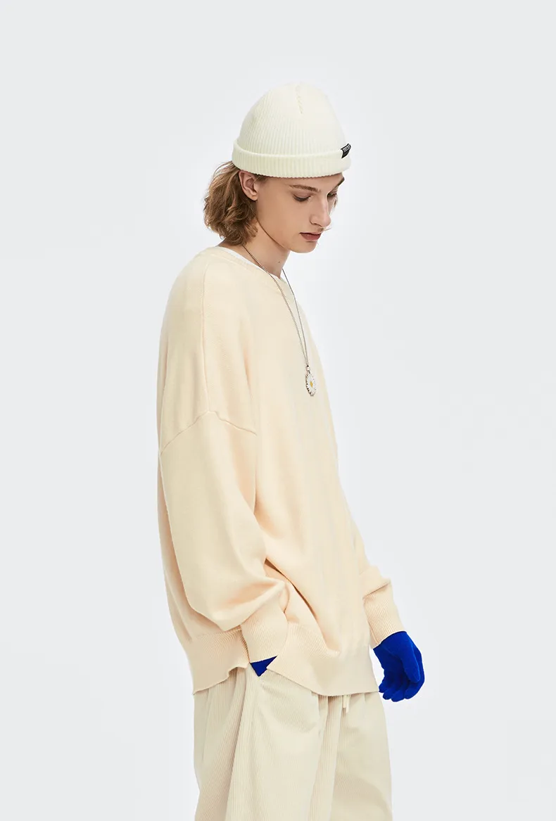 INF Men's Wear | 32 Core-spun Yarn Dopamine Crewneck Sweater  Fall/Winter Solid Color Loose Knitted Sweater display picture 9