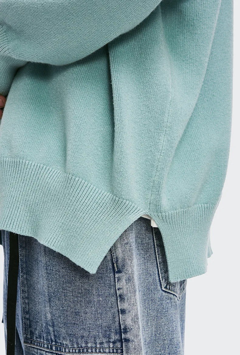 INF Men's Wear | 32 Core-spun Yarn Dopamine Crewneck Sweater  Fall/Winter Solid Color Loose Knitted Sweater display picture 12