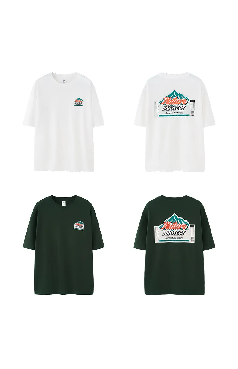 Jie Zhan Men's Wear | Mountain Thick Plate Printed T-shirt  Spring/Summer New Fashion Brand Street Heavy Loose Men's Short Sleeve display picture 19