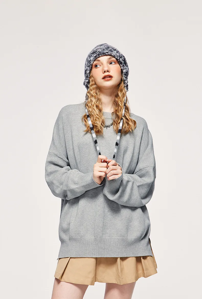 INF Men's Wear | 32 Core-spun Yarn Dopamine Crewneck Sweater  Fall/Winter Solid Color Loose Knitted Sweater display picture 20