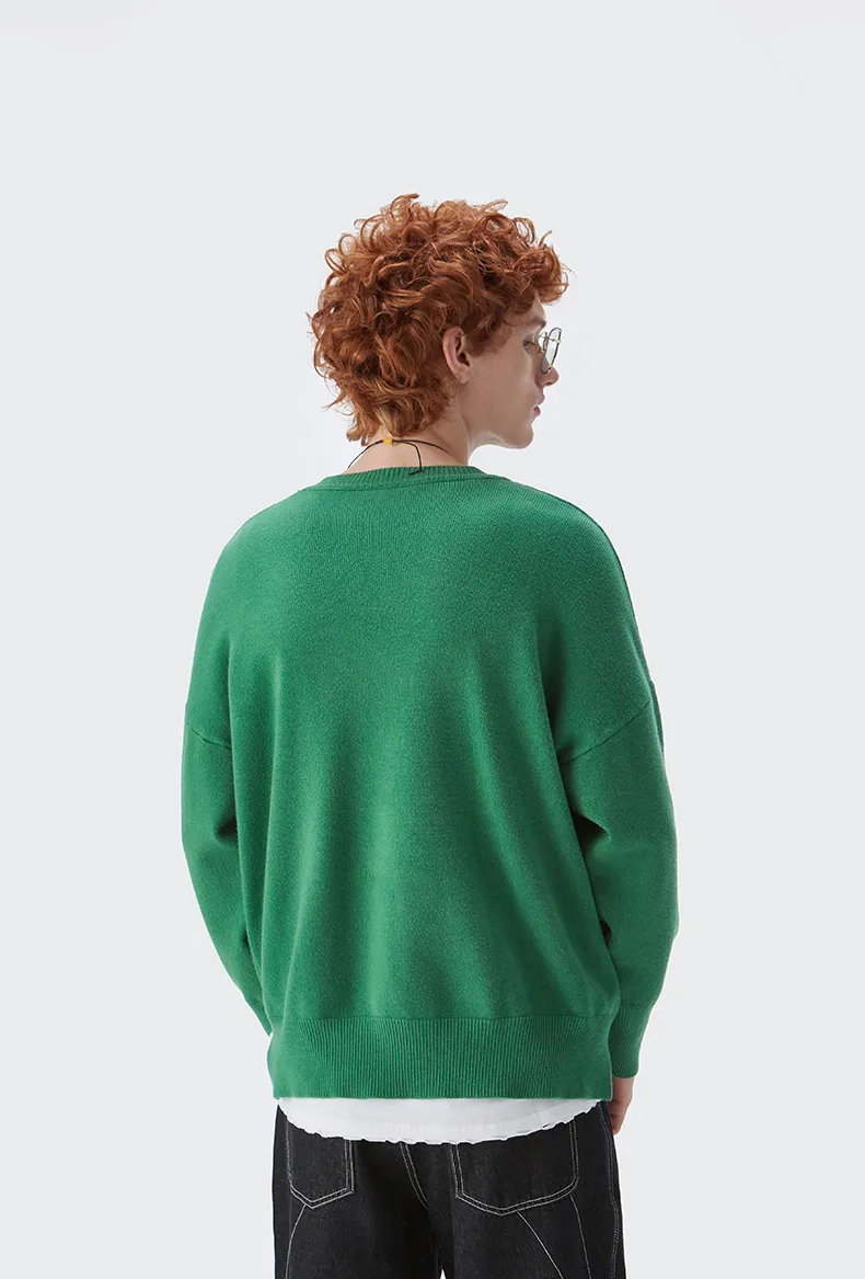 INF Men's Wear | 32 Core-spun Yarn Dopamine Crewneck Sweater  Fall/Winter Solid Color Loose Knitted Sweater display picture 25