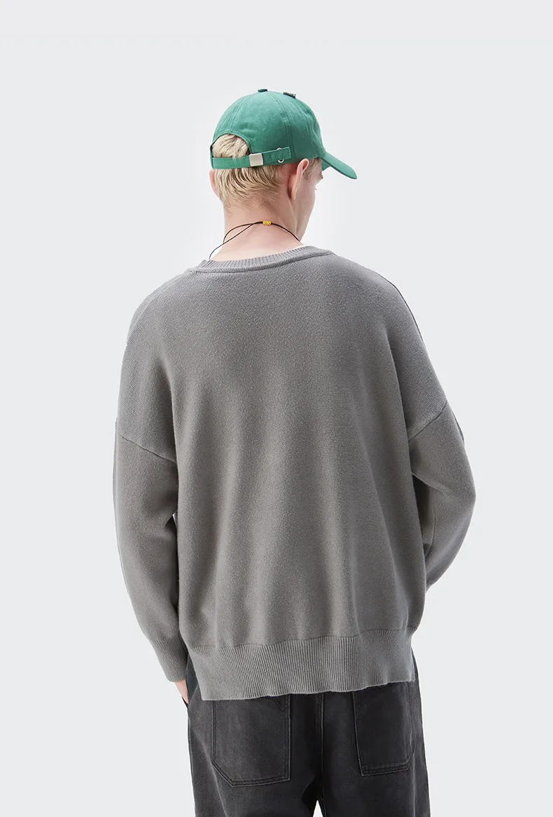 INF Men's Wear | 32 Core-spun Yarn Dopamine Crewneck Sweater  Fall/Winter Solid Color Loose Knitted Sweater display picture 27