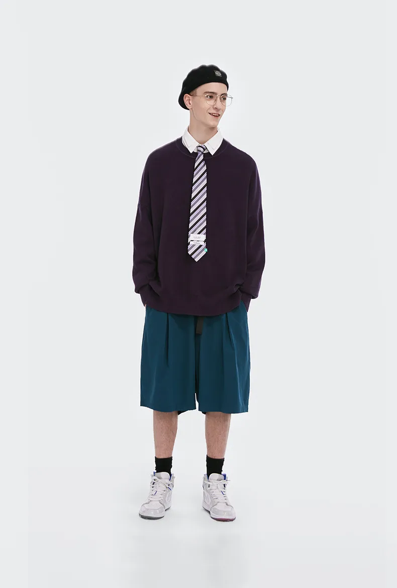 INF Men's Wear | 32 Core-spun Yarn Dopamine Crewneck Sweater  Fall/Winter Solid Color Loose Knitted Sweater display picture 30