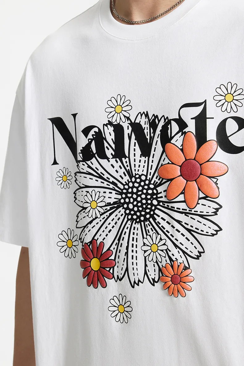 Jiezhan Men's Wear | Magic Color Foam Daisy Printed T-shirt  Spring/Summer New Street Trend Loose Short-sleeved Men display picture 9
