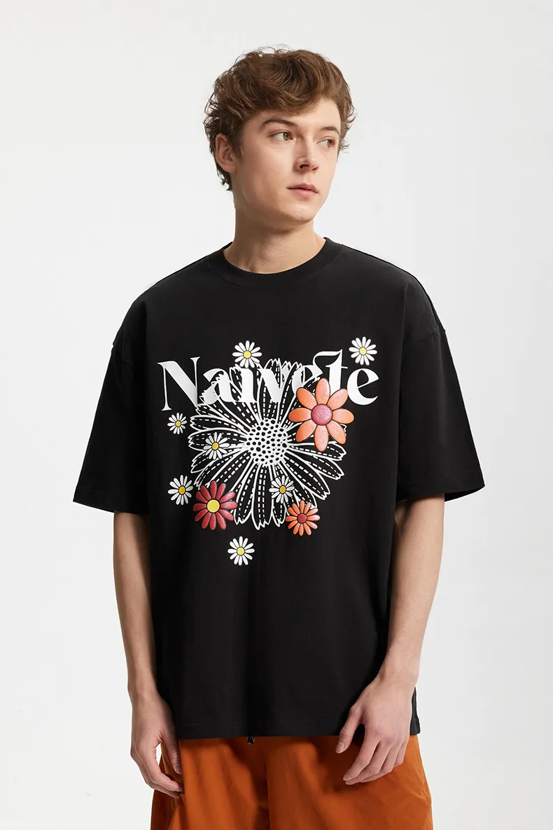 Jiezhan Men's Wear | Magic Color Foam Daisy Printed T-shirt  Spring/Summer New Street Trend Loose Short-sleeved Men display picture 12