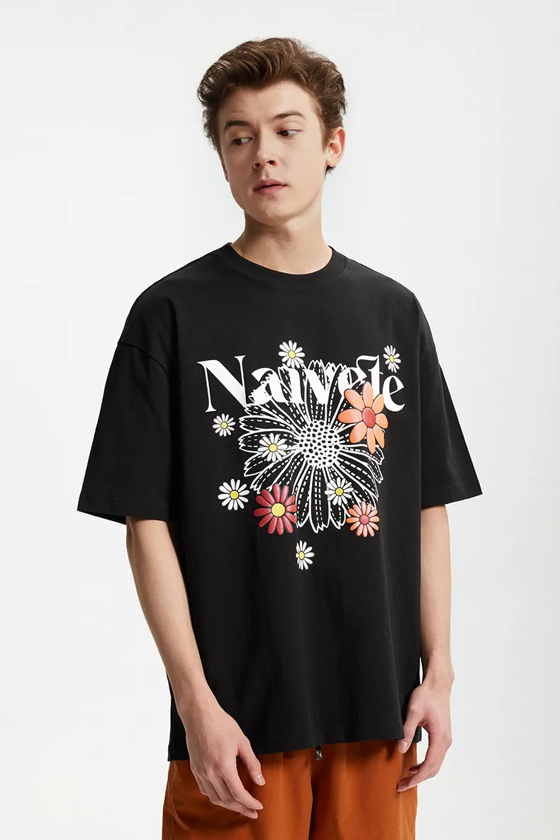 Jiezhan Men's Wear | Magic Color Foam Daisy Printed T-shirt  Spring/Summer New Street Trend Loose Short-sleeved Men display picture 13