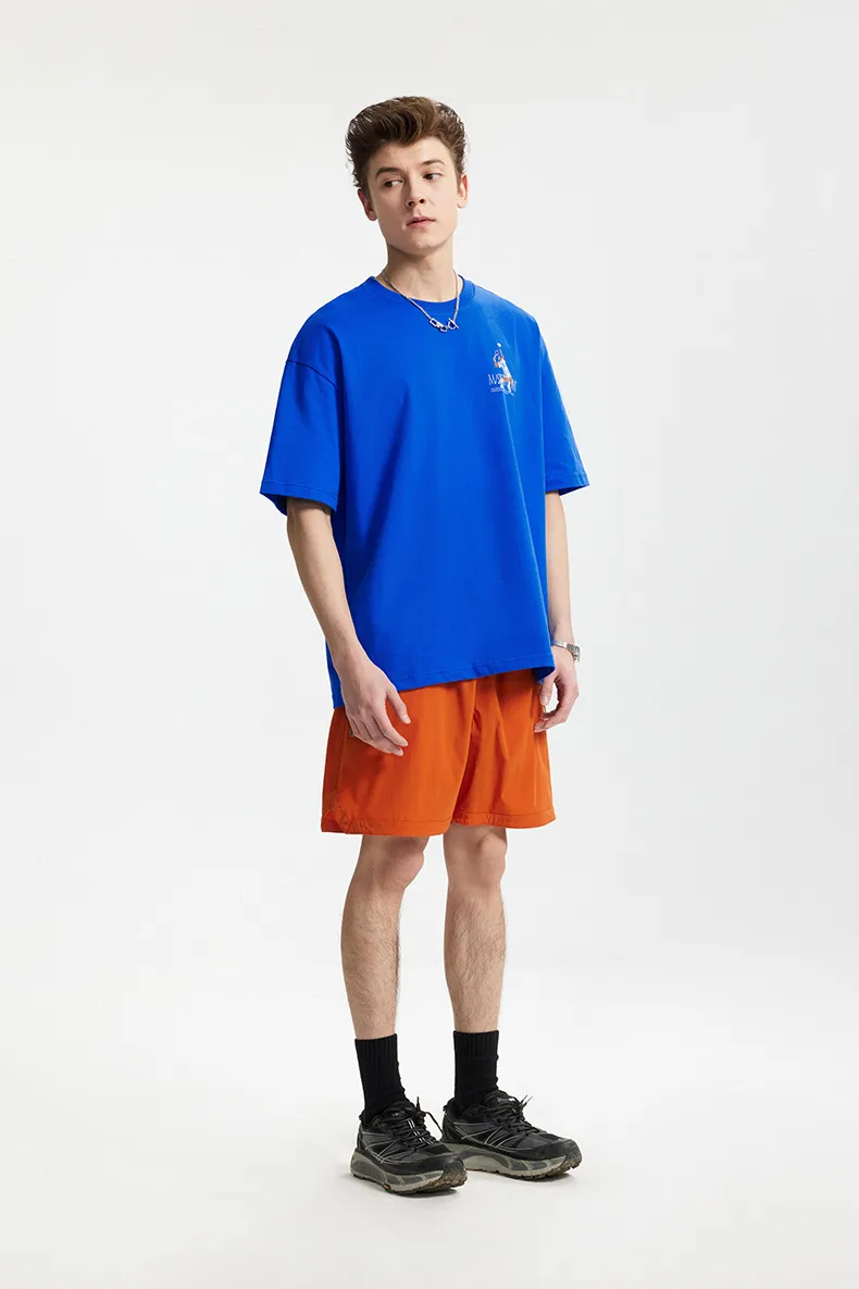 Jiezhan Men's Wear | American Sports Printed T-shirt  Spring/Summer New Loose Fashion Brand Heavy Crewneck Short Sleeve Top display picture 3