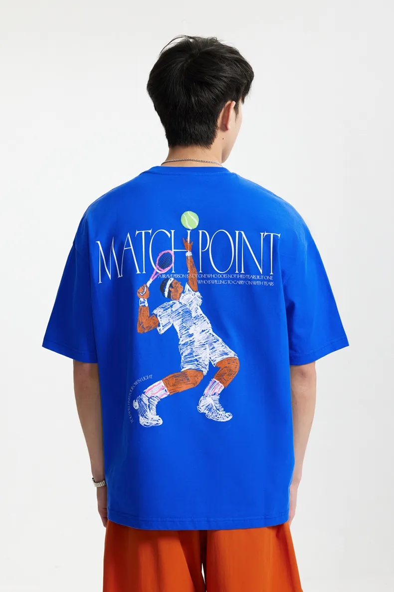 Jiezhan Men's Wear | American Sports Printed T-shirt  Spring/Summer New Loose Fashion Brand Heavy Crewneck Short Sleeve Top display picture 9