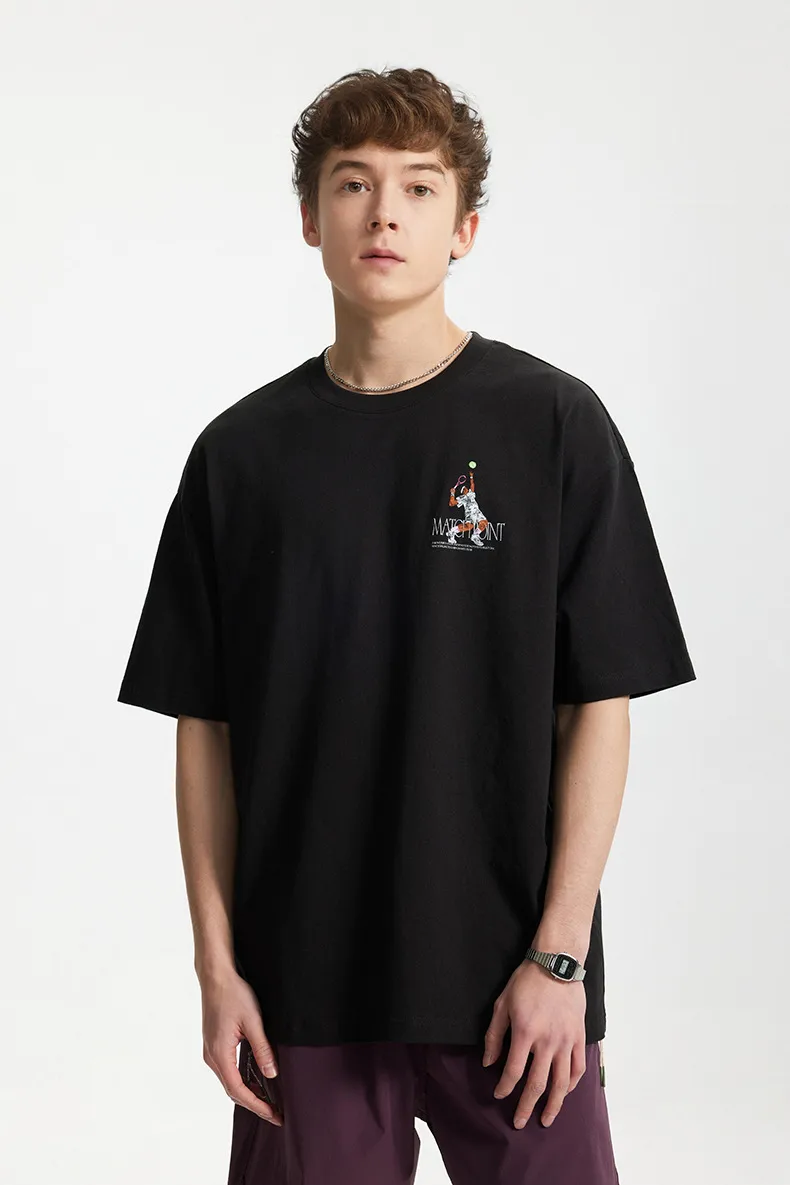 Jiezhan Men's Wear | American Sports Printed T-shirt  Spring/Summer New Loose Fashion Brand Heavy Crewneck Short Sleeve Top display picture 14