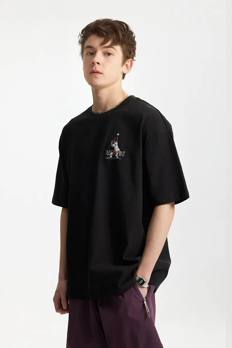 Jiezhan Men's Wear | American Sports Printed T-shirt  Spring/Summer New Loose Fashion Brand Heavy Crewneck Short Sleeve Top display picture 15