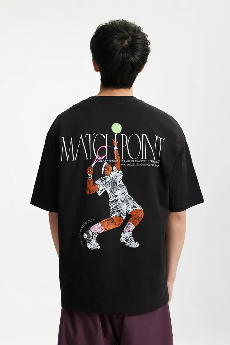 Jiezhan Men's Wear | American Sports Printed T-shirt  Spring/Summer New Loose Fashion Brand Heavy Crewneck Short Sleeve Top display picture 17