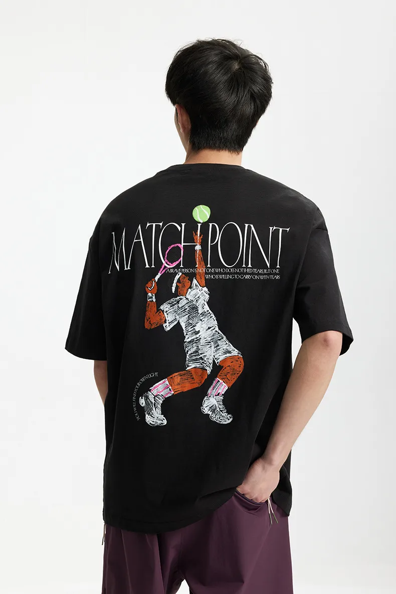 Jiezhan Men's Wear | American Sports Printed T-shirt  Spring/Summer New Loose Fashion Brand Heavy Crewneck Short Sleeve Top display picture 18