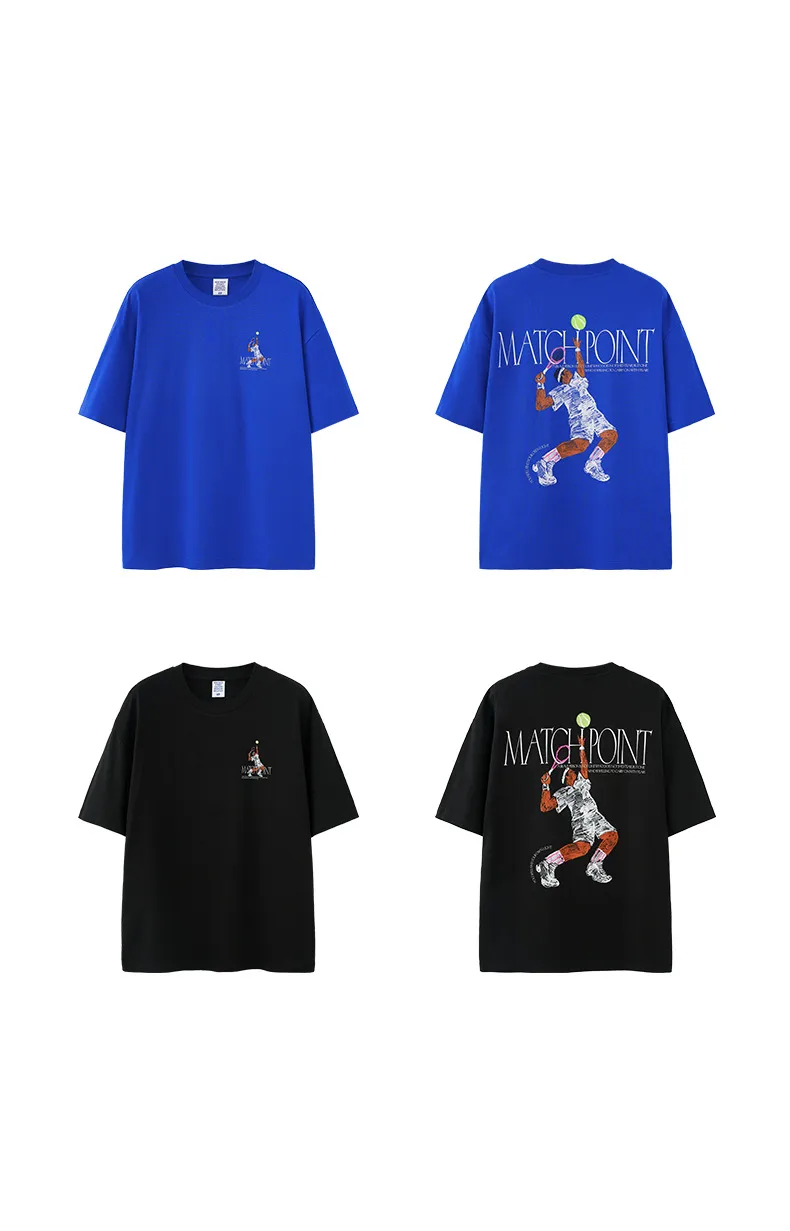 Jiezhan Men's Wear | American Sports Printed T-shirt  Spring/Summer New Loose Fashion Brand Heavy Crewneck Short Sleeve Top display picture 19