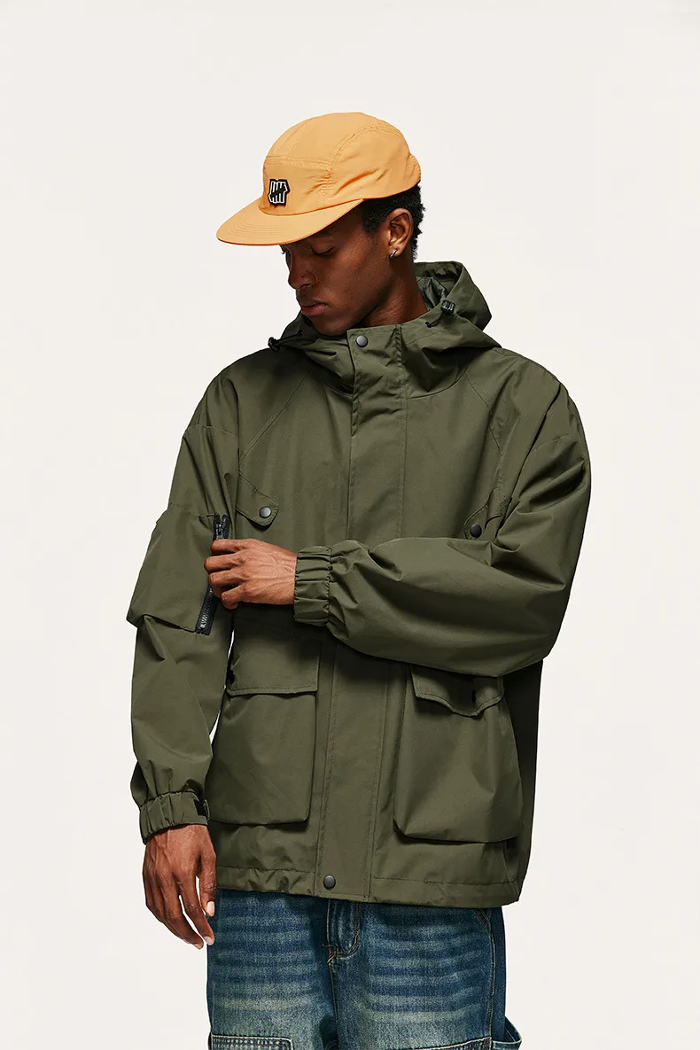 Jiezhan Men's Wear | Teflon Three-proof Workwear Hooded Charge Jacket  Spring Outdoor Multifunctional Jacket display picture 14