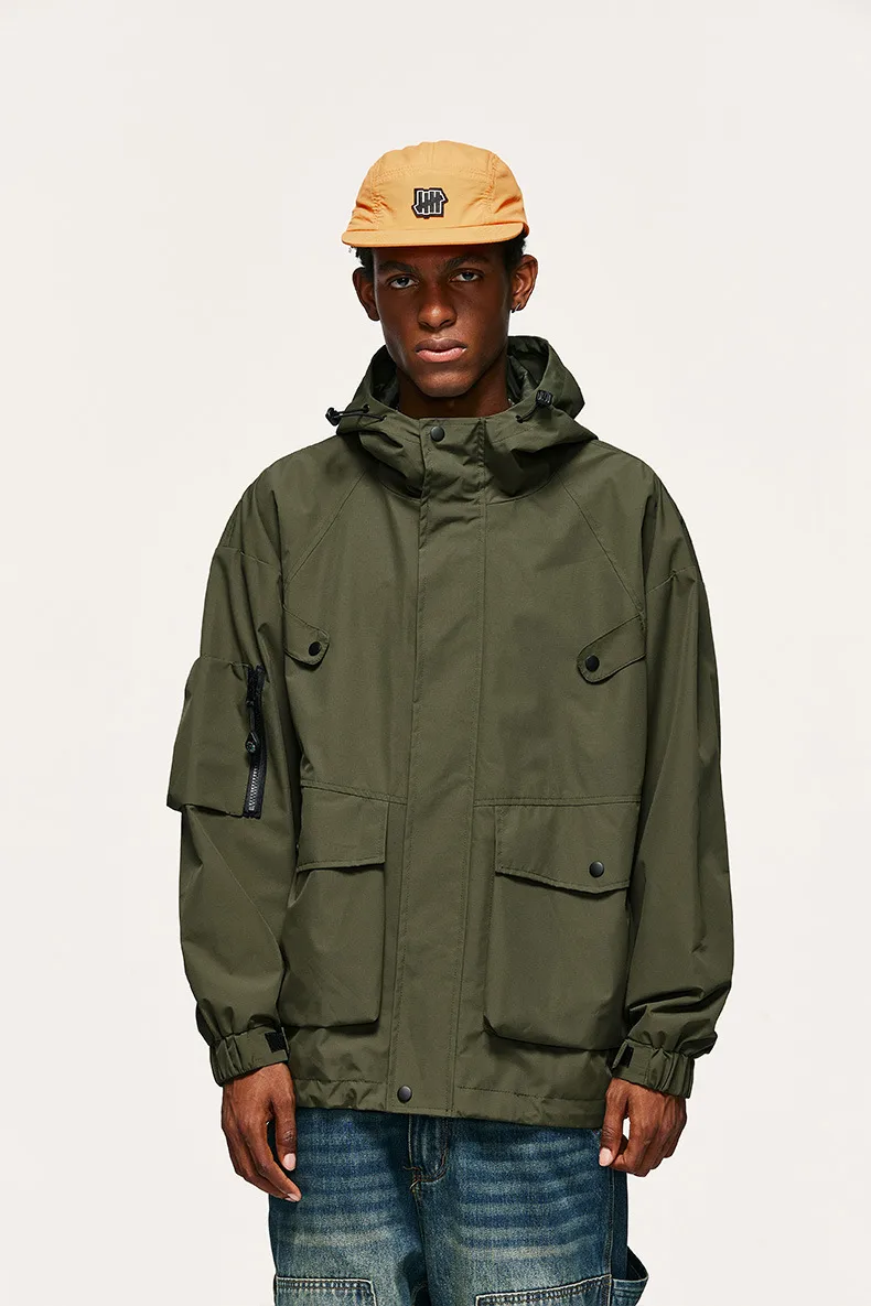 Jiezhan Men's Wear | Teflon Three-proof Workwear Hooded Charge Jacket  Spring Outdoor Multifunctional Jacket display picture 15