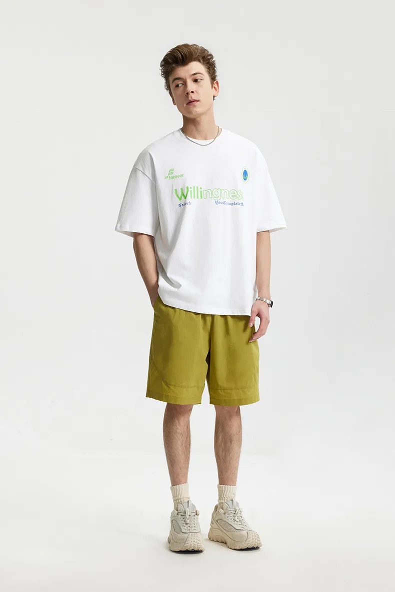 Jie Zhan Men's Wear | American Letter Thick Plate Printed T-shirt  Spring/Summer Fashion Brand New Street Loose Short Sleeve Men And Women display picture 3