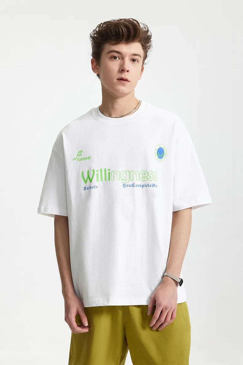 Jie Zhan Men's Wear | American Letter Thick Plate Printed T-shirt  Spring/Summer Fashion Brand New Street Loose Short Sleeve Men And Women display picture 5