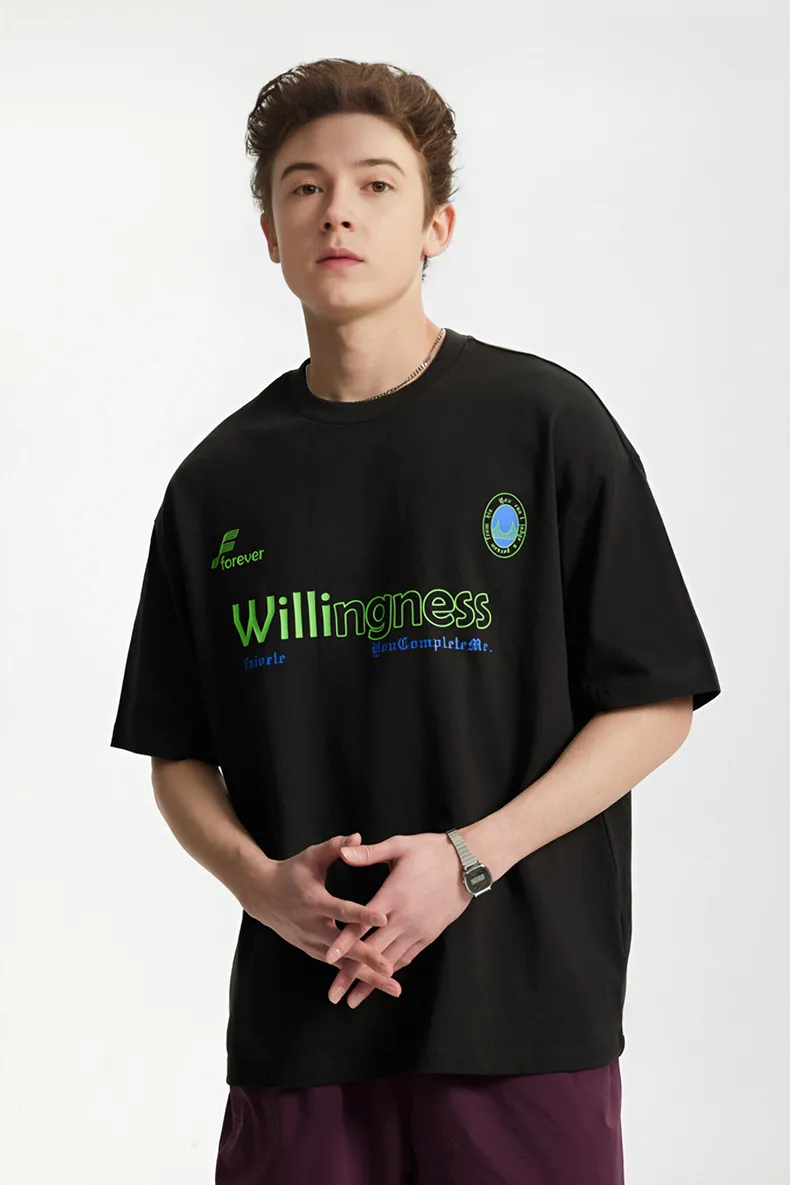 Jie Zhan Men's Wear | American Letter Thick Plate Printed T-shirt  Spring/Summer Fashion Brand New Street Loose Short Sleeve Men And Women display picture 12