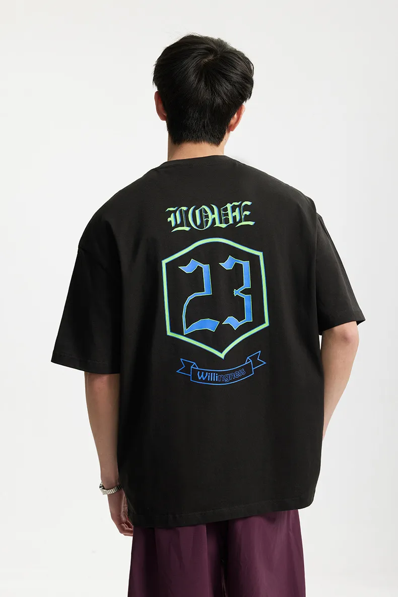 Jie Zhan Men's Wear | American Letter Thick Plate Printed T-shirt  Spring/Summer Fashion Brand New Street Loose Short Sleeve Men And Women display picture 14