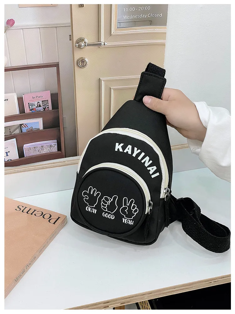 Fashion Girl's Simple Crossbody Bag New Letters Canvas Coin Purse Women's Trendy Cool Boy's Out-of-town Children's Chest Bag display picture 22