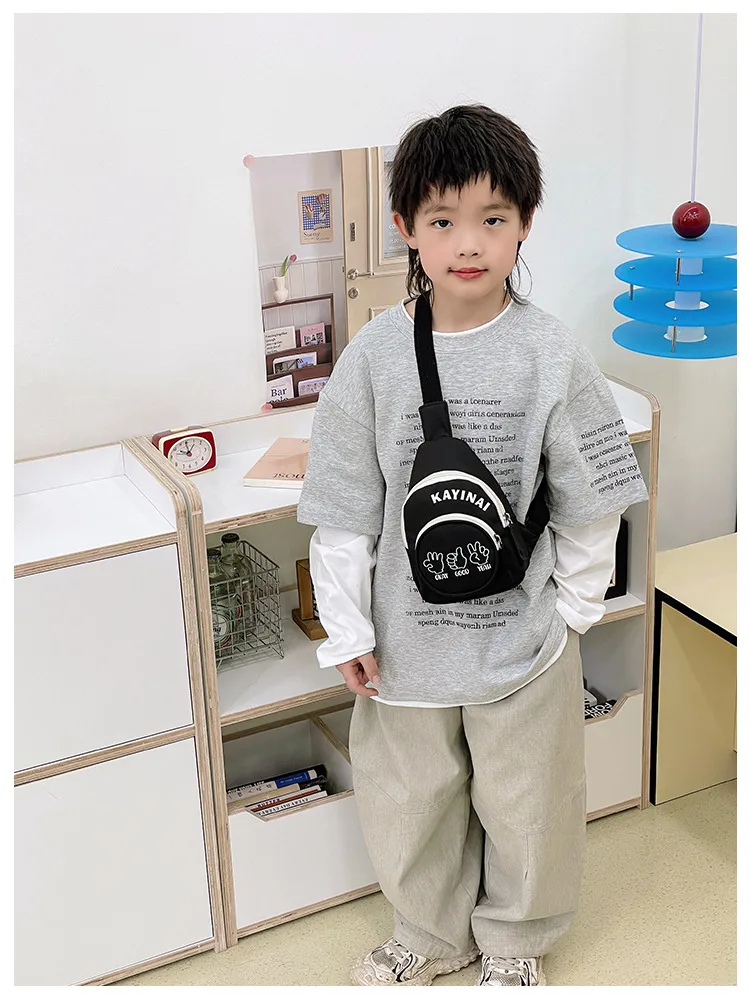 Fashion Girl's Simple Crossbody Bag New Letters Canvas Coin Purse Women's Trendy Cool Boy's Out-of-town Children's Chest Bag display picture 25