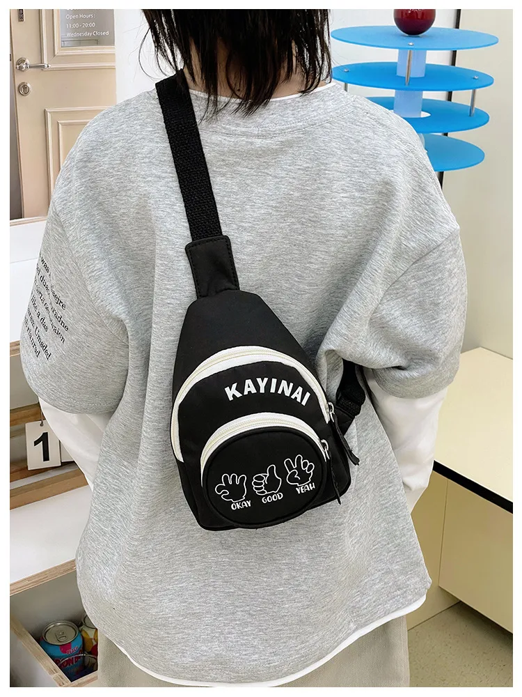 Fashion Girl's Simple Crossbody Bag New Letters Canvas Coin Purse Women's Trendy Cool Boy's Out-of-town Children's Chest Bag display picture 28