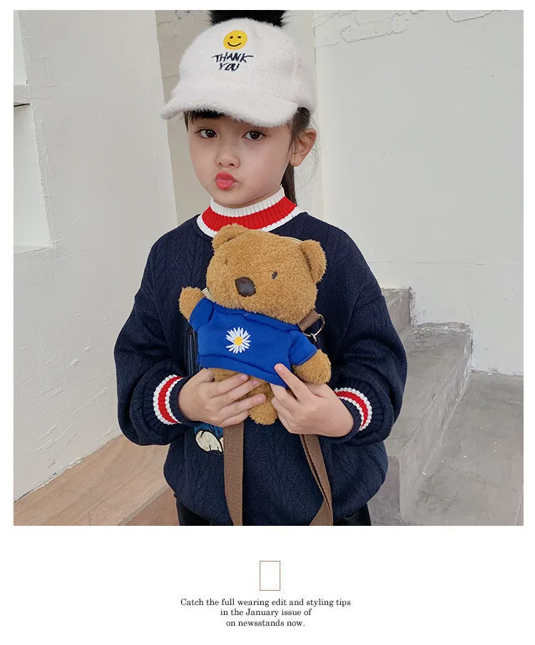Wholesale New Children's Plush Bag Cartoon Bear Shoulder Messenger Bag Plush Doll Toy Change Accessories Bag display picture 1
