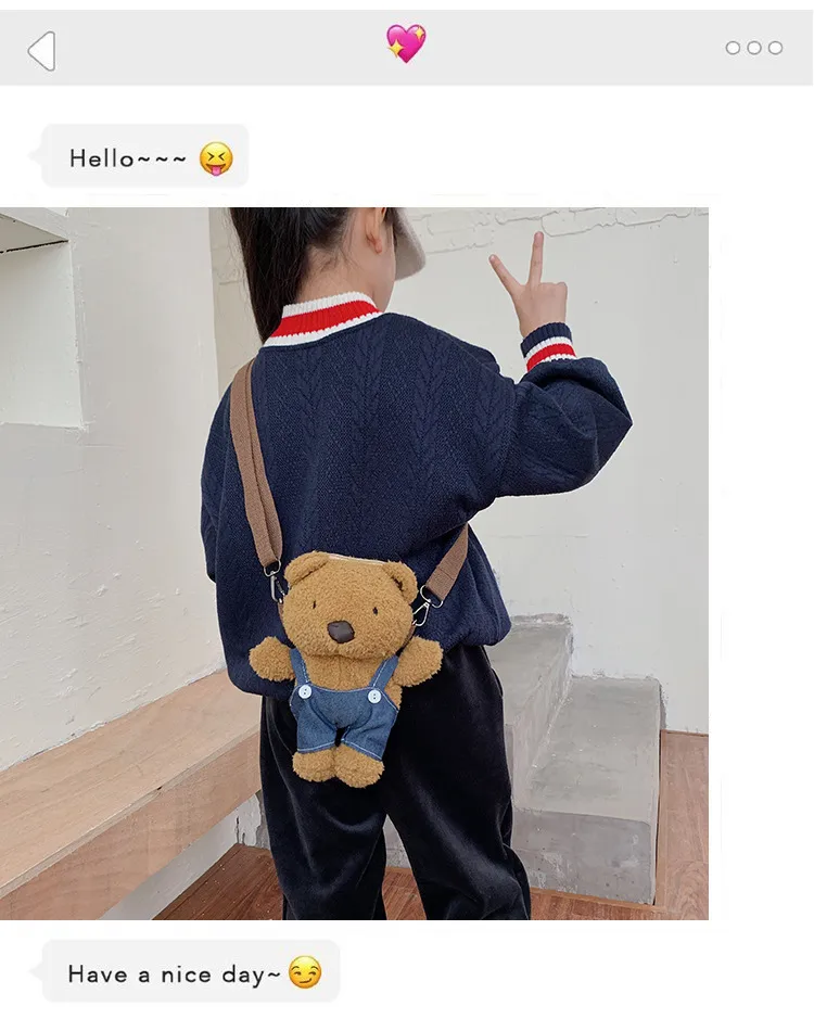 Wholesale New Children's Plush Bag Cartoon Bear Shoulder Messenger Bag Plush Doll Toy Change Accessories Bag display picture 2