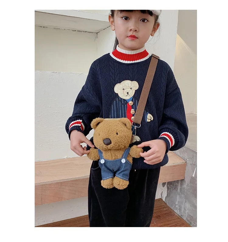 Wholesale New Children's Plush Bag Cartoon Bear Shoulder Messenger Bag Plush Doll Toy Change Accessories Bag display picture 4