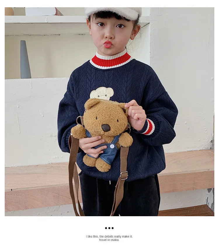 Wholesale New Children's Plush Bag Cartoon Bear Shoulder Messenger Bag Plush Doll Toy Change Accessories Bag display picture 6