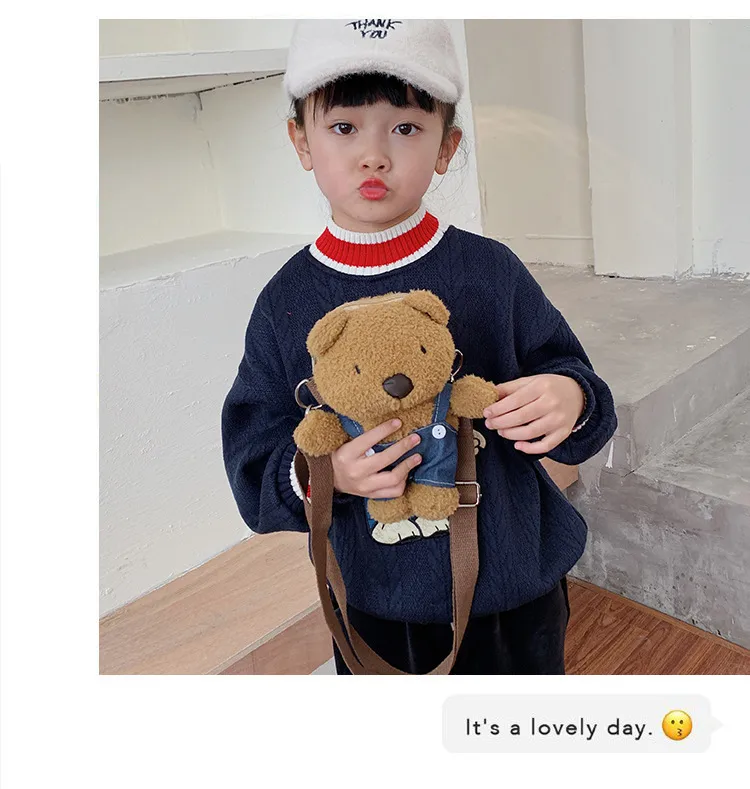 Wholesale New Children's Plush Bag Cartoon Bear Shoulder Messenger Bag Plush Doll Toy Change Accessories Bag display picture 7