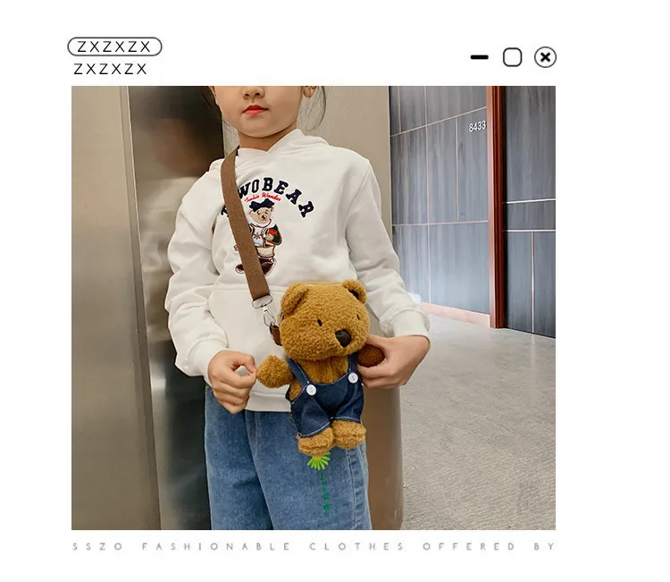 Wholesale New Children's Plush Bag Cartoon Bear Shoulder Messenger Bag Plush Doll Toy Change Accessories Bag display picture 8