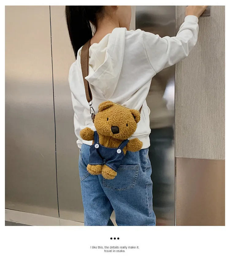 Wholesale New Children's Plush Bag Cartoon Bear Shoulder Messenger Bag Plush Doll Toy Change Accessories Bag display picture 9