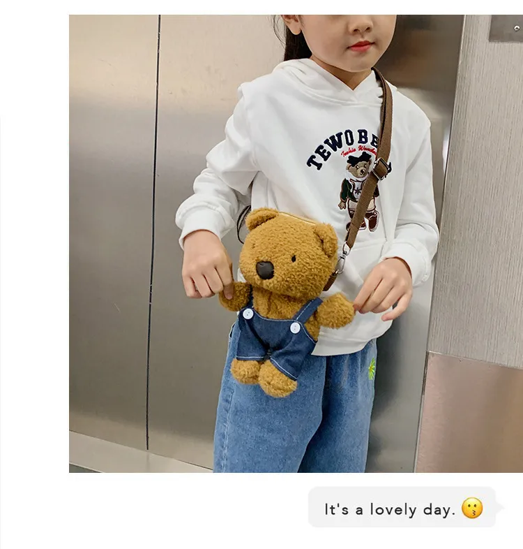 Wholesale New Children's Plush Bag Cartoon Bear Shoulder Messenger Bag Plush Doll Toy Change Accessories Bag display picture 10