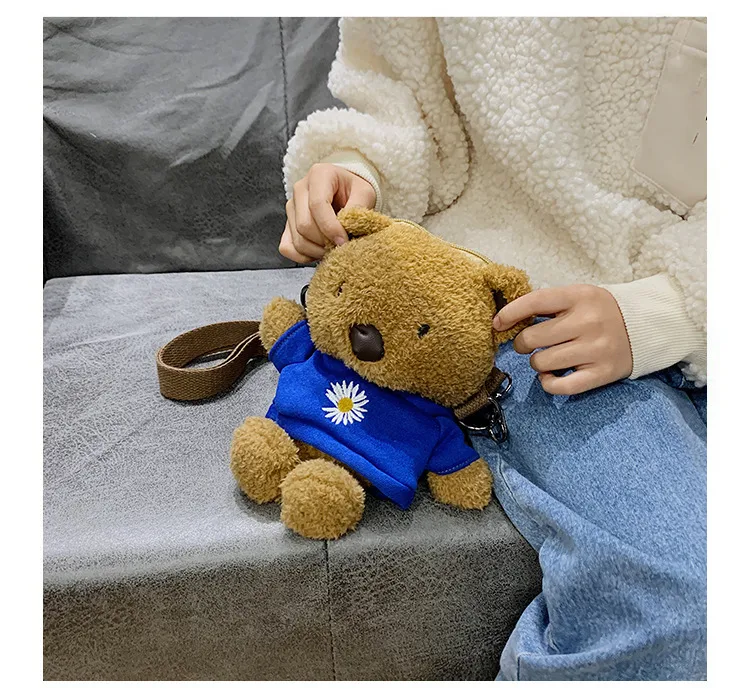 Wholesale New Children's Plush Bag Cartoon Bear Shoulder Messenger Bag Plush Doll Toy Change Accessories Bag display picture 13