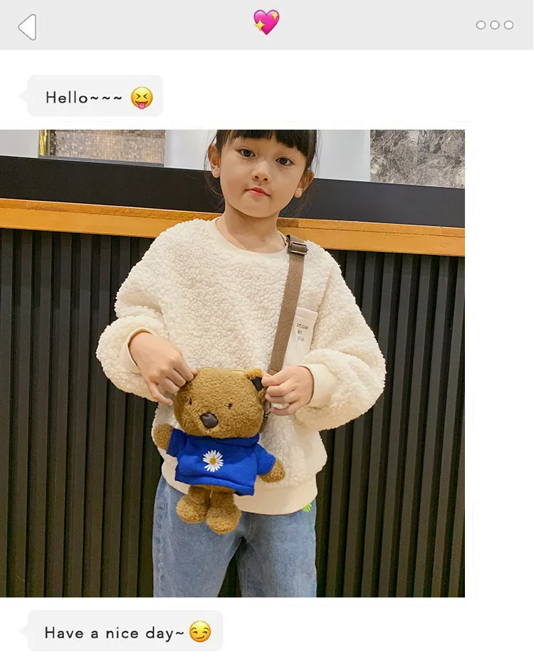 Wholesale New Children's Plush Bag Cartoon Bear Shoulder Messenger Bag Plush Doll Toy Change Accessories Bag display picture 14