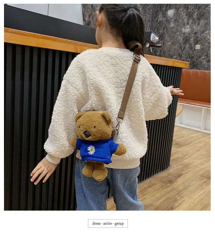 Wholesale New Children's Plush Bag Cartoon Bear Shoulder Messenger Bag Plush Doll Toy Change Accessories Bag display picture 15