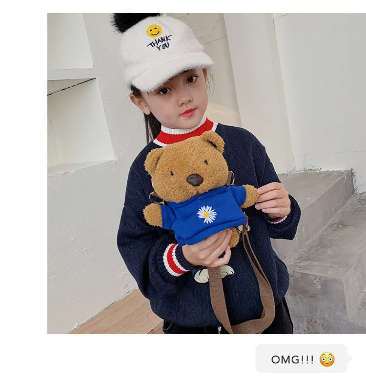 Wholesale New Children's Plush Bag Cartoon Bear Shoulder Messenger Bag Plush Doll Toy Change Accessories Bag display picture 17