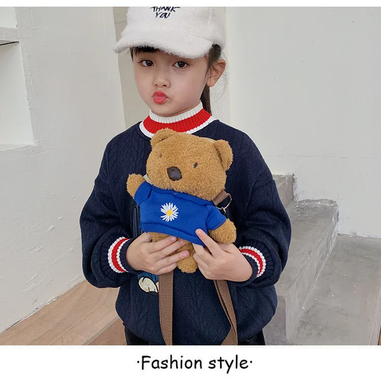 Wholesale New Children's Plush Bag Cartoon Bear Shoulder Messenger Bag Plush Doll Toy Change Accessories Bag display picture 18
