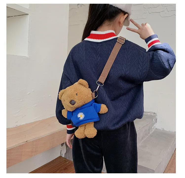 Wholesale New Children's Plush Bag Cartoon Bear Shoulder Messenger Bag Plush Doll Toy Change Accessories Bag display picture 20