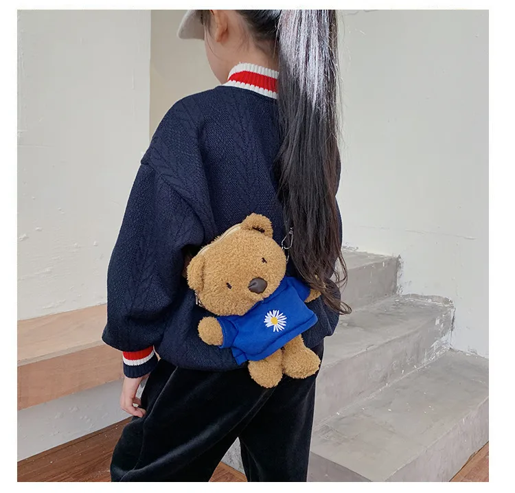 Wholesale New Children's Plush Bag Cartoon Bear Shoulder Messenger Bag Plush Doll Toy Change Accessories Bag display picture 21