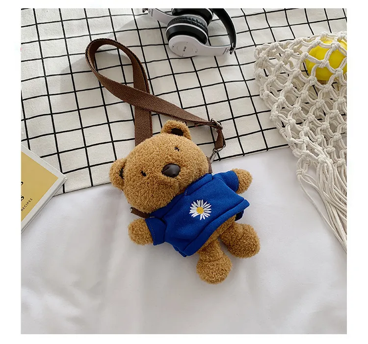 Wholesale New Children's Plush Bag Cartoon Bear Shoulder Messenger Bag Plush Doll Toy Change Accessories Bag display picture 22